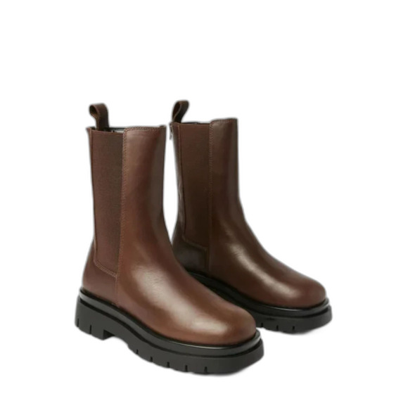 Aldo Maple Chelsea Boots Chestnut Leather Lug Sole Mid-Calf Platform 7.5 NWOB - Picture 1 of 8